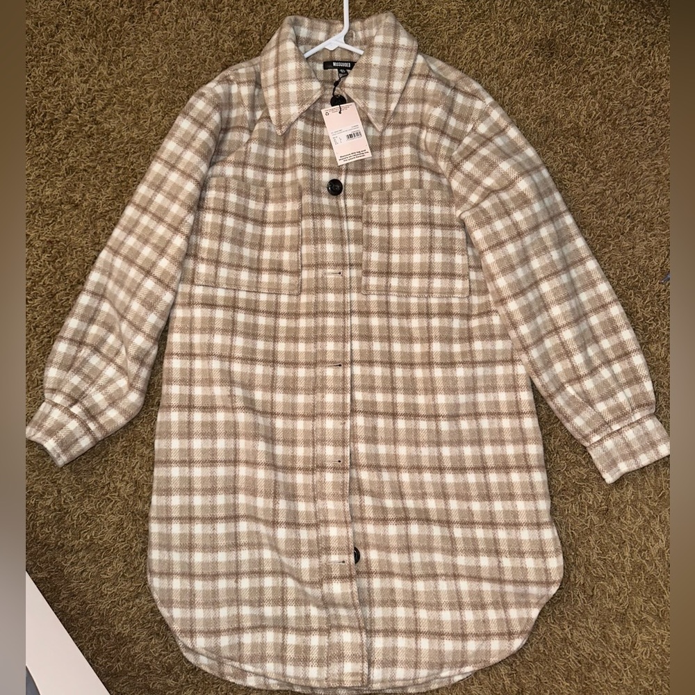 MISSGUIDED Checkered Longerline Shacket